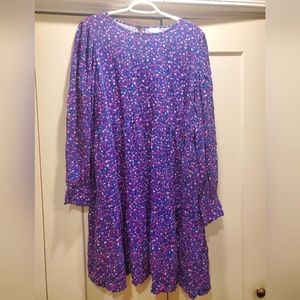 A New Day Purple Long Sleeve Babydoll Dress, Size L NWT